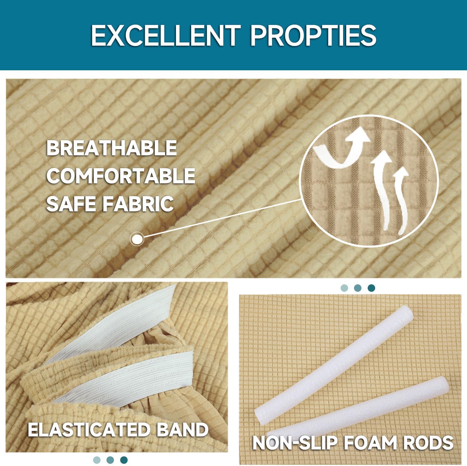 Housse canapé 2 places - extensible, beige jaune, lavable, antidérapante