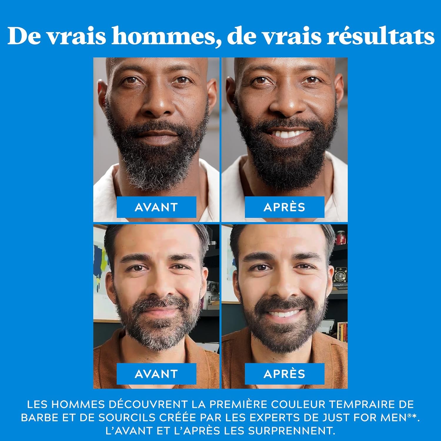 Just for Men - Retouche Instantané Barbe Sourcils - application rapide, couleur châtain foncé, jusqu'à 30 usages