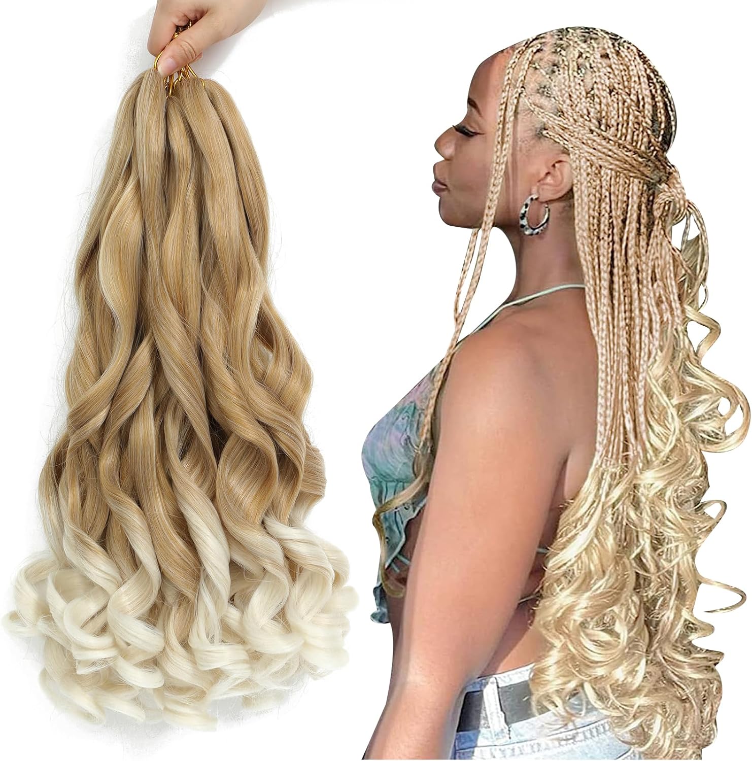 Meches Boucle - French Curl 56cm - 7 Paquets Cheveux Bouclés 27/613