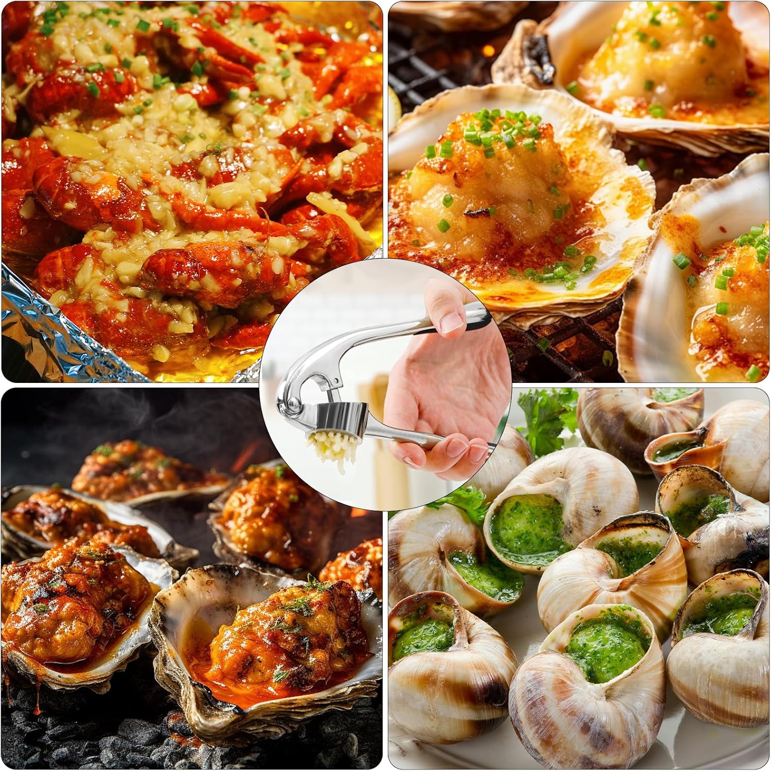 Presse-ail inox - facile à nettoyer, durable, argenté, professionnel