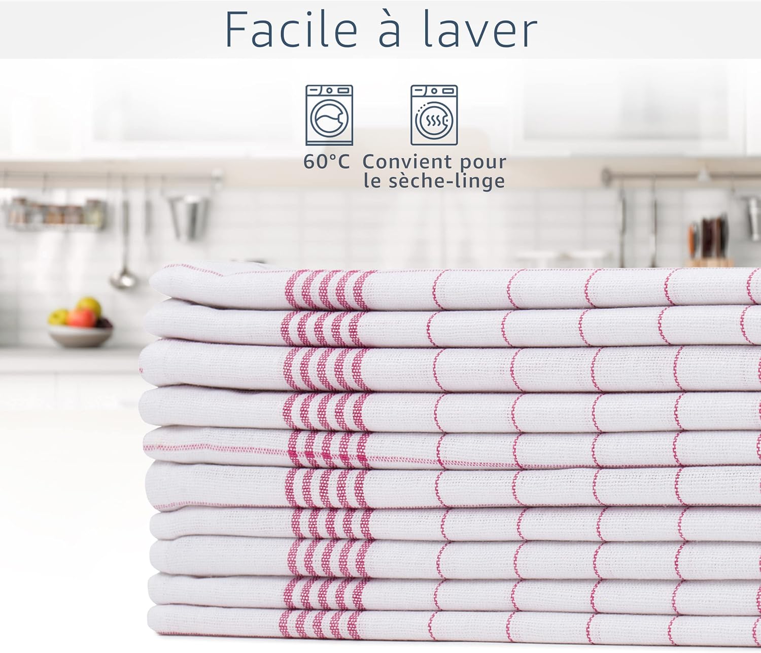 Amago - Torchons lot de 10 - 50x70 cm - coloris rouge