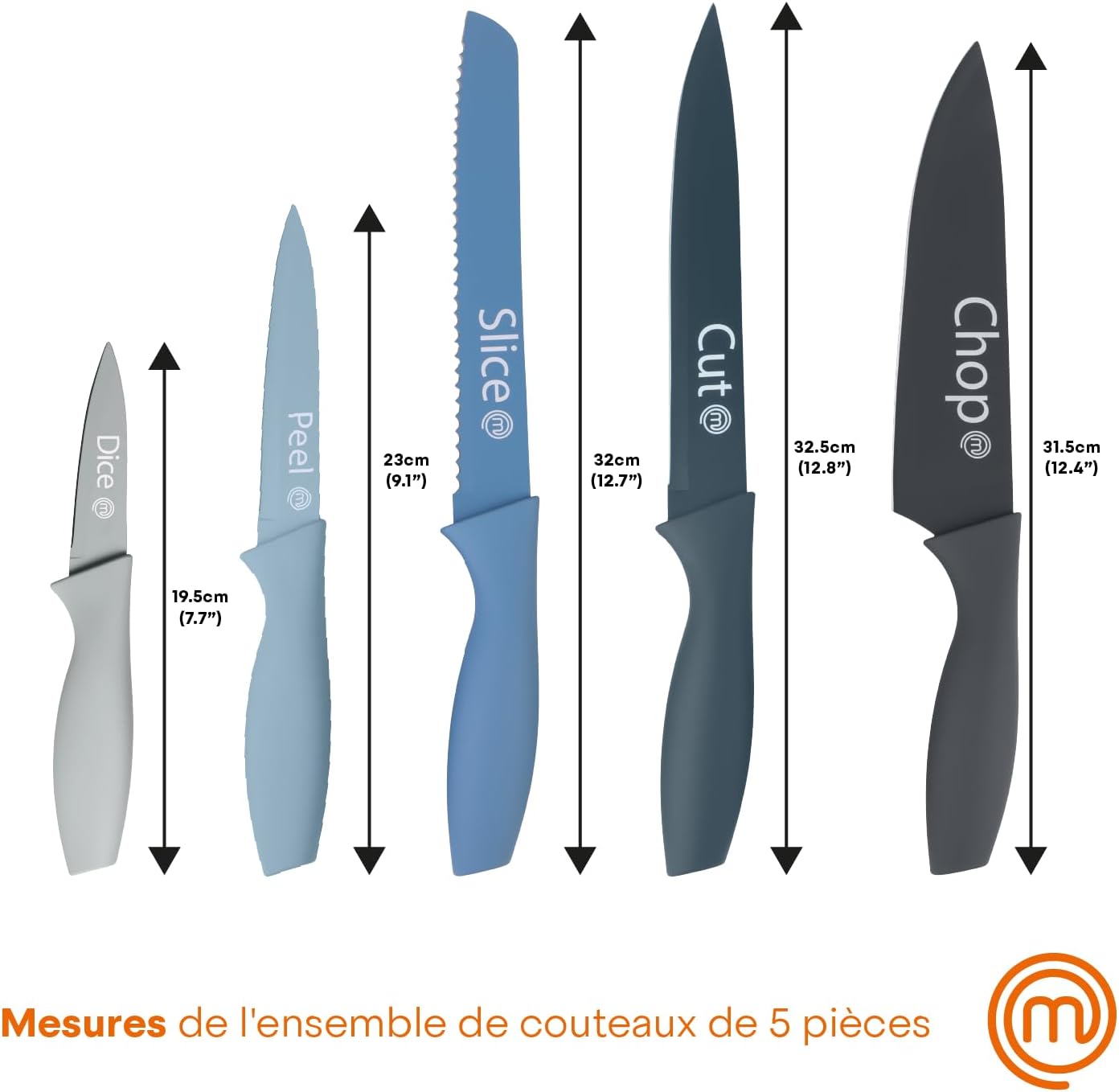 MasterChef - Cuisine Azure - set 5 pièces inox, poignées confortables, antirouille