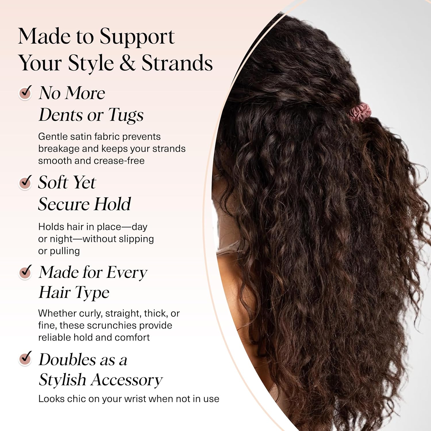 Kitsch - Chouchous en satin - lot de 6 - élastiques anti-plis, tous cheveux