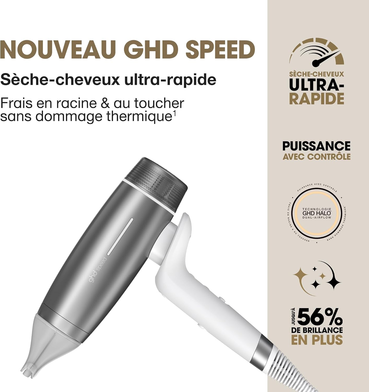 ghd - Speed Blanc - séchage ultra-rapide, contrôle pro, sans dommage