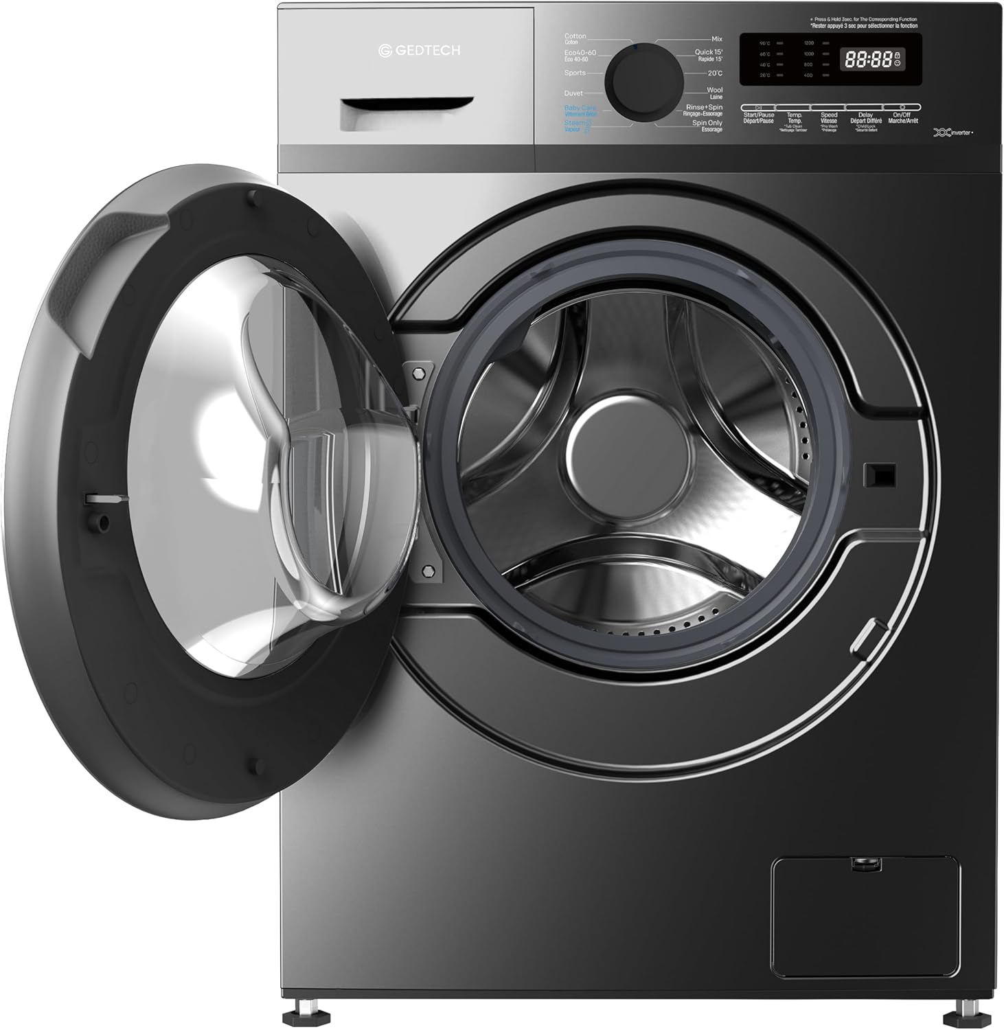 GEDTECH – lave-linge série GLL71200BL – 7 kg – 1200 tr/min – 16 programmes – faible consommation – GLL71200BL