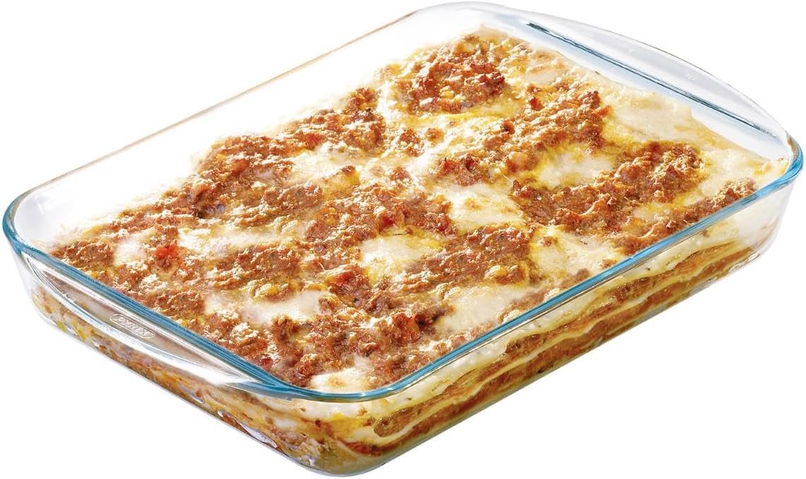 Pyrex - Plat à four rectangulaire 3,7L - verre borosilicate, poignées larges, spécial lasagnes