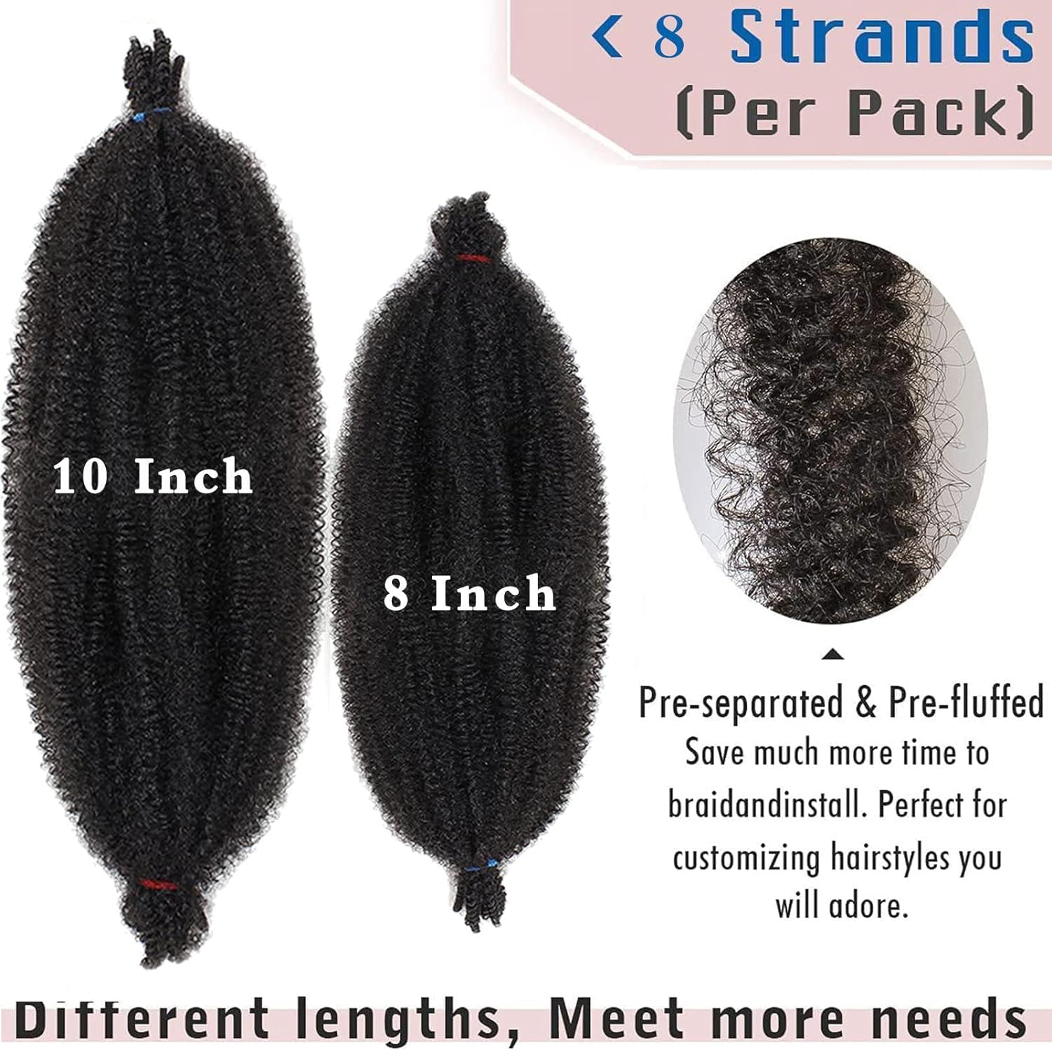 XTREND - extensions cheveux afro torsadés - 50,8 cm - lot de 3 paquets pré-séparés 1B#