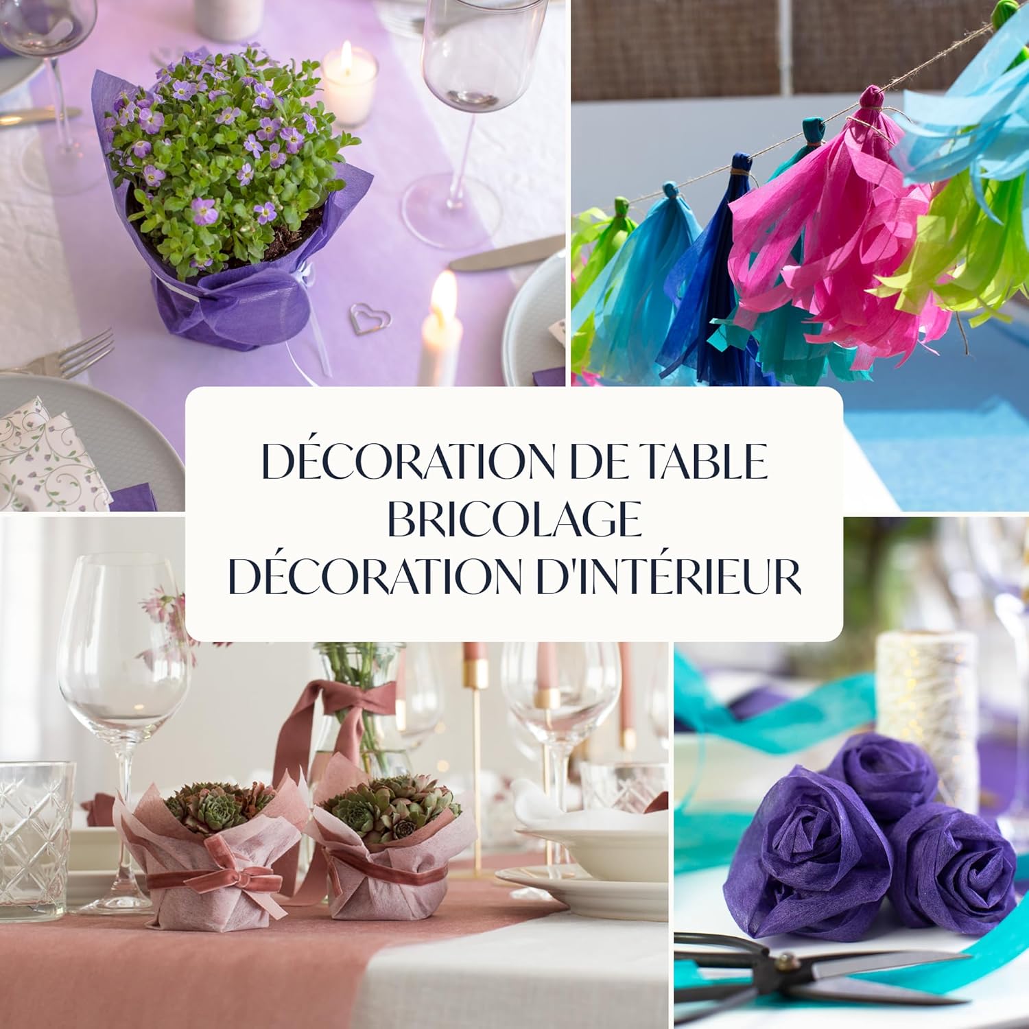 100%Mosel - Chemin de table vanille, 30x250cm, non tissé, élégant