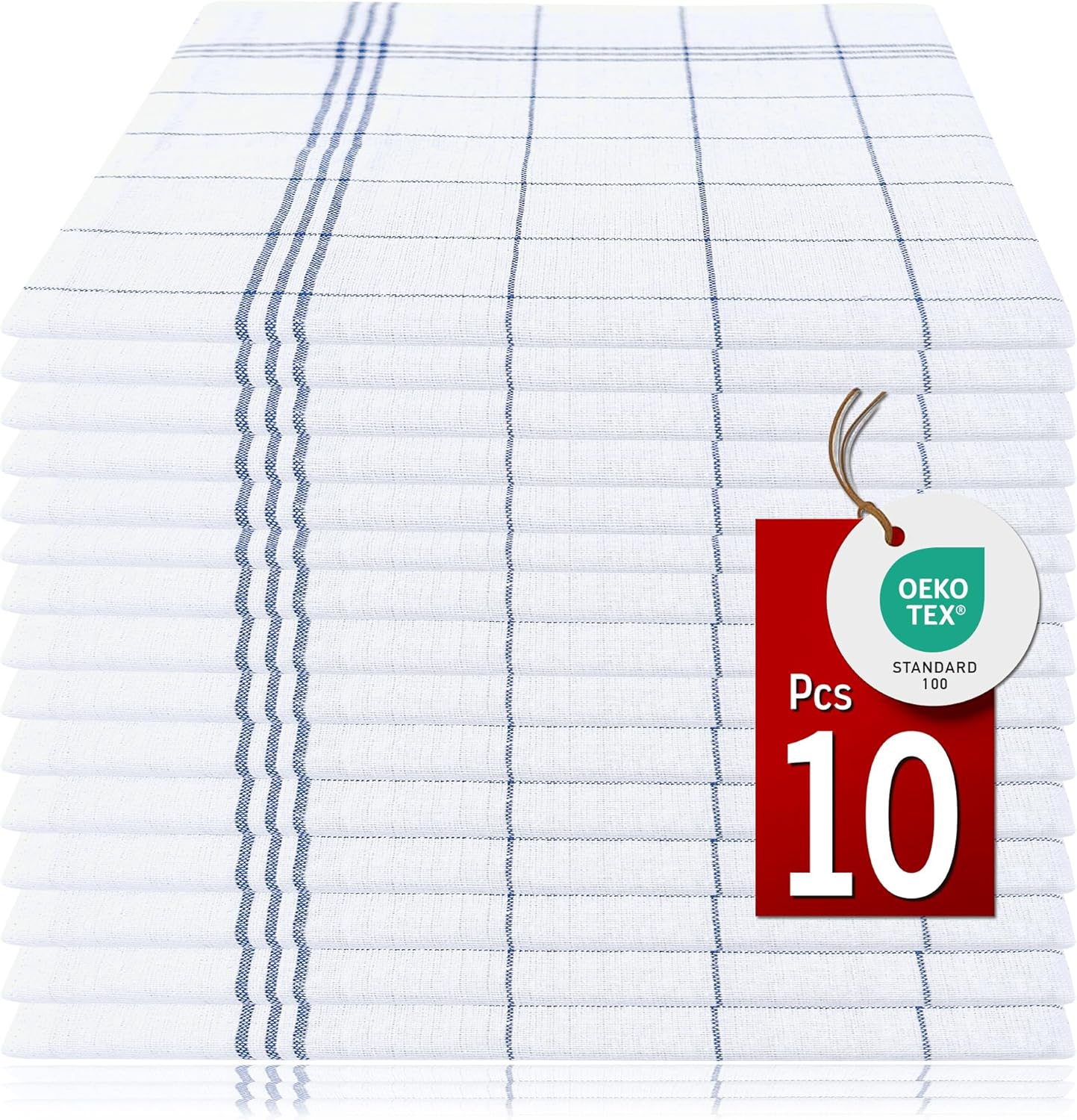 Pataya - torchons de cuisine lot de 10 - 50x70 cm - coton bleu absorbant