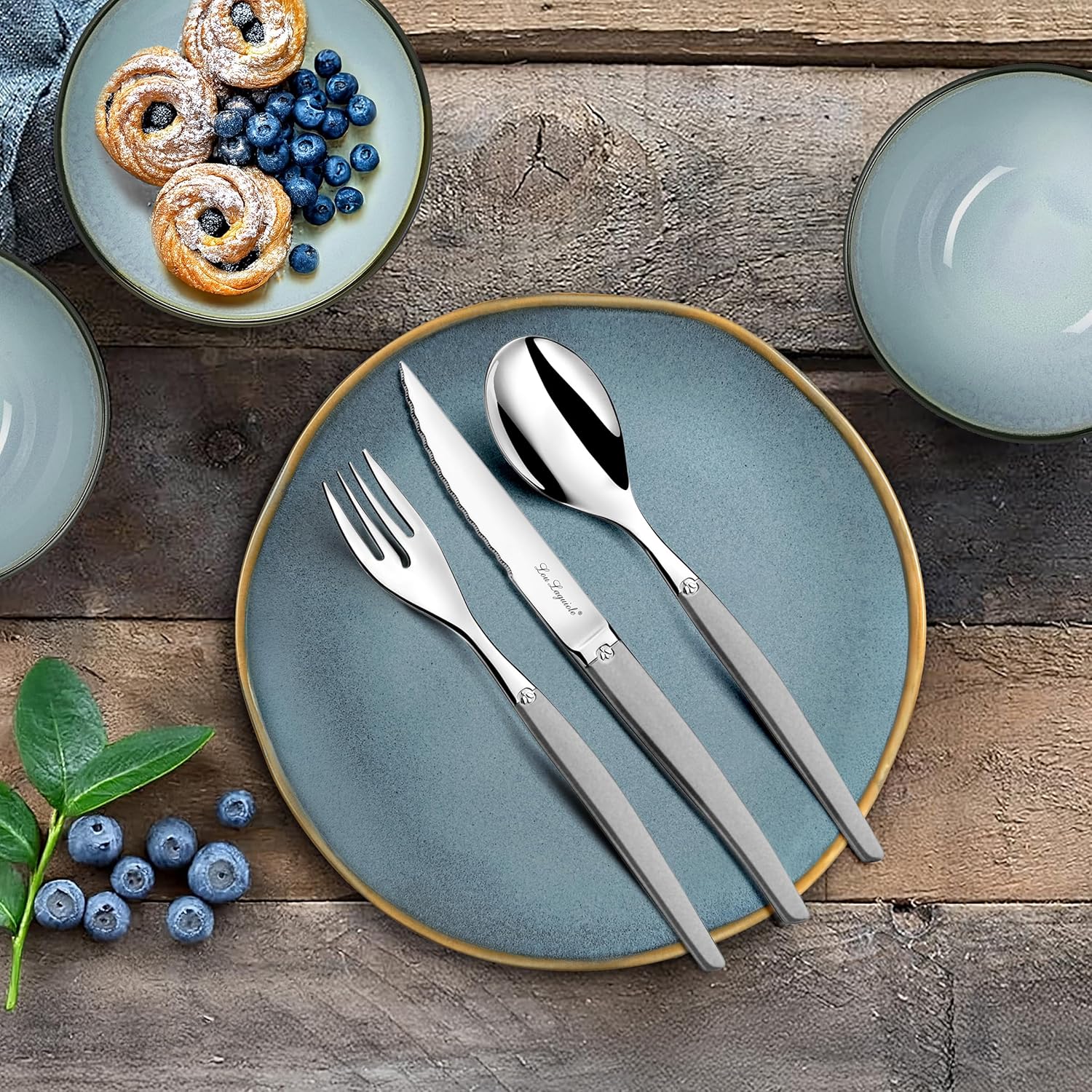 Lou Laguiole - Jet - 24 pièces, inox 18/0, finition sablée