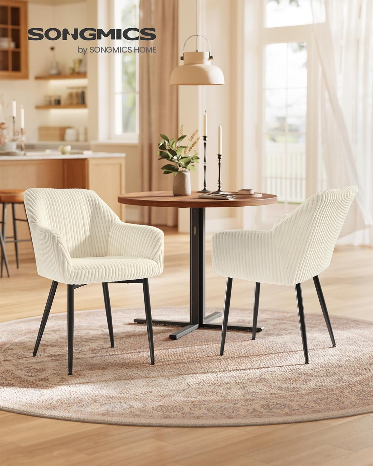 SONGMICS - chaises velours salle à manger, accoudoirs, 120kg, LDC087WD01-2J