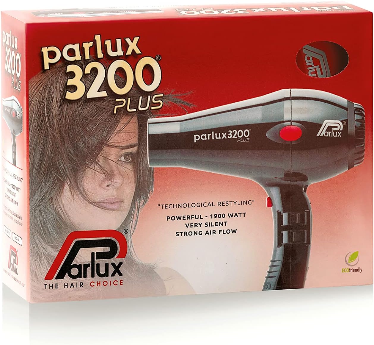 Parlux - 3200 Plus - compact - 1900W, technologie ionique noire