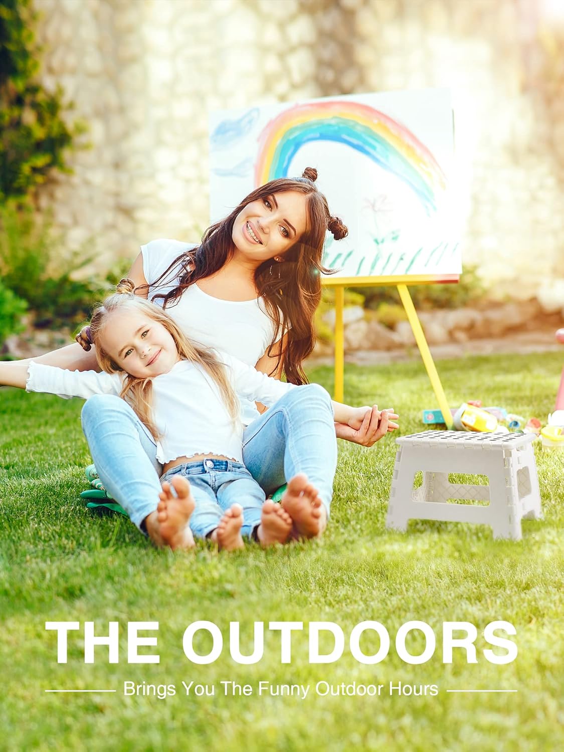 HOUSE DAY - Tabouret pliable enfant 22cm - marche pied plastique blanc