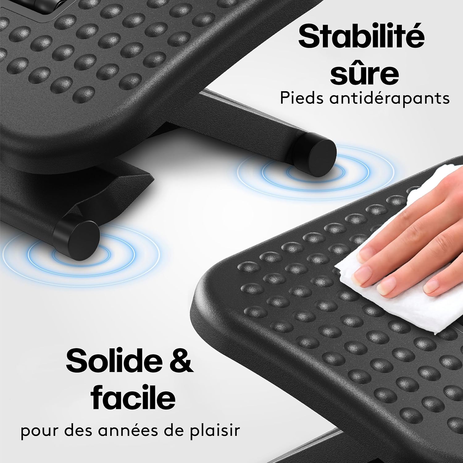 ACROPAQ - repose-pied ergonomique - 3 hauteurs, massage, gris