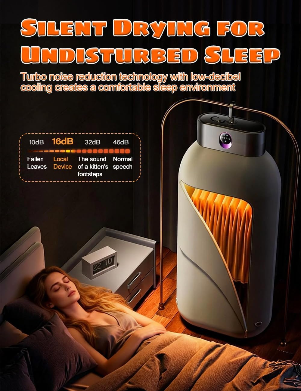 Mini sèche-linge pliable, compact, minuterie auto, portable, gris