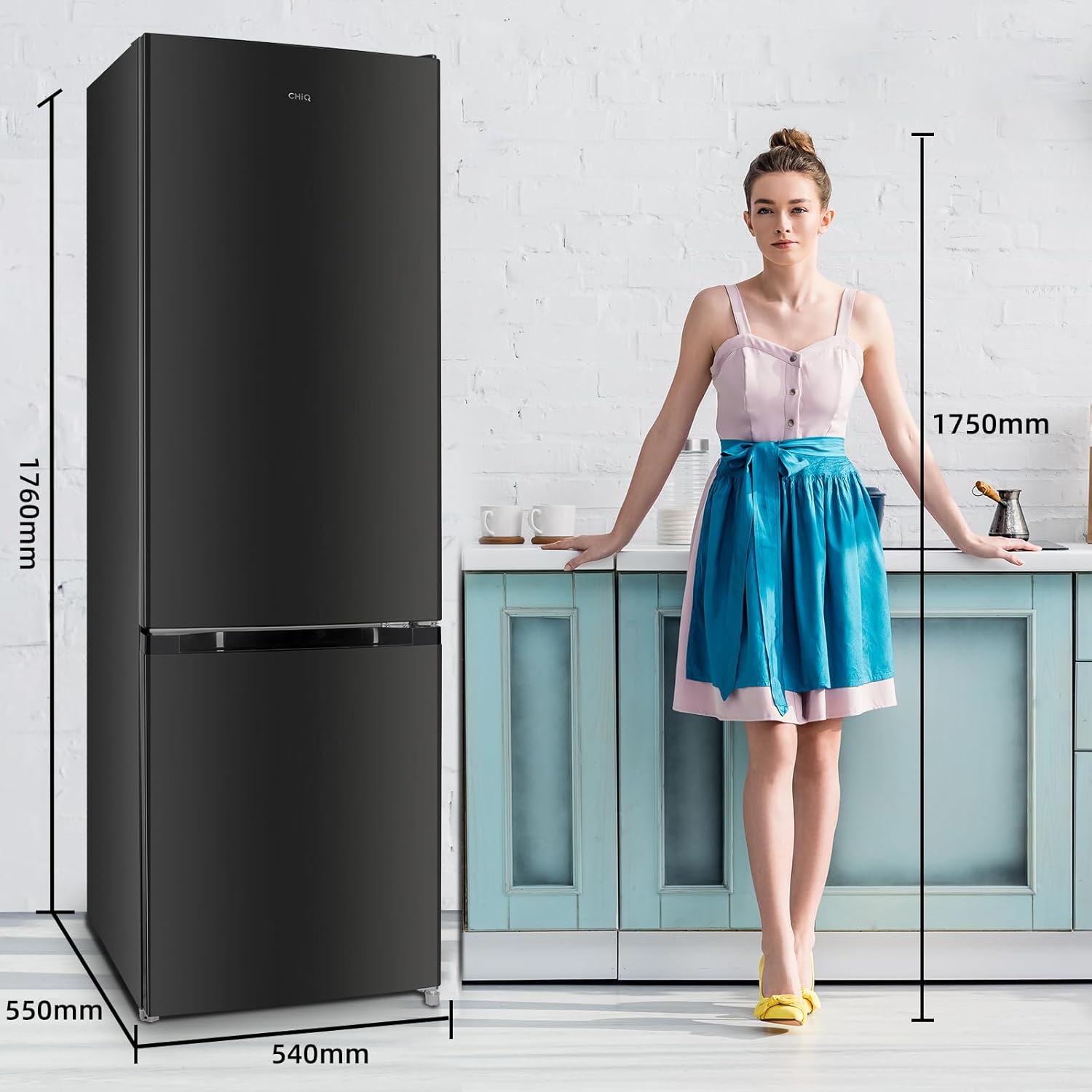 CHIQ - Réfrigérateur bas série FBM - 262L, inox, portes réversibles, low frost, silencieux, garantie 12 ans - FBM260L