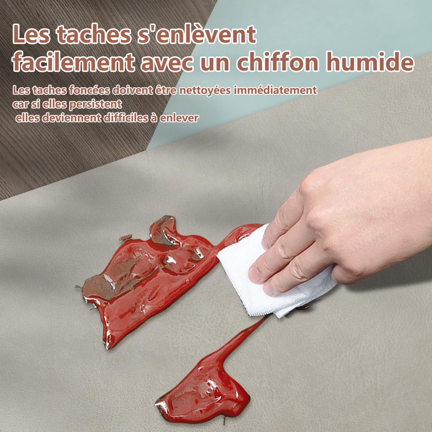 Set de table - lot de 4, cuir PU double face, 43x30cm, lavable, antidérapant