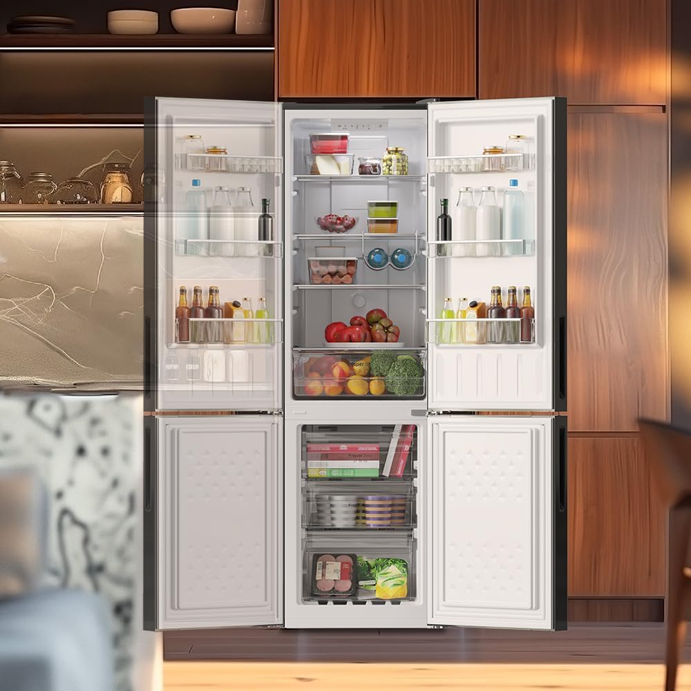 Cecotec - Bolero CoolMarket 250L - 250L - No Frost, Inverter, Multi Airflow, Humidity Box, Black Glass, Classe D