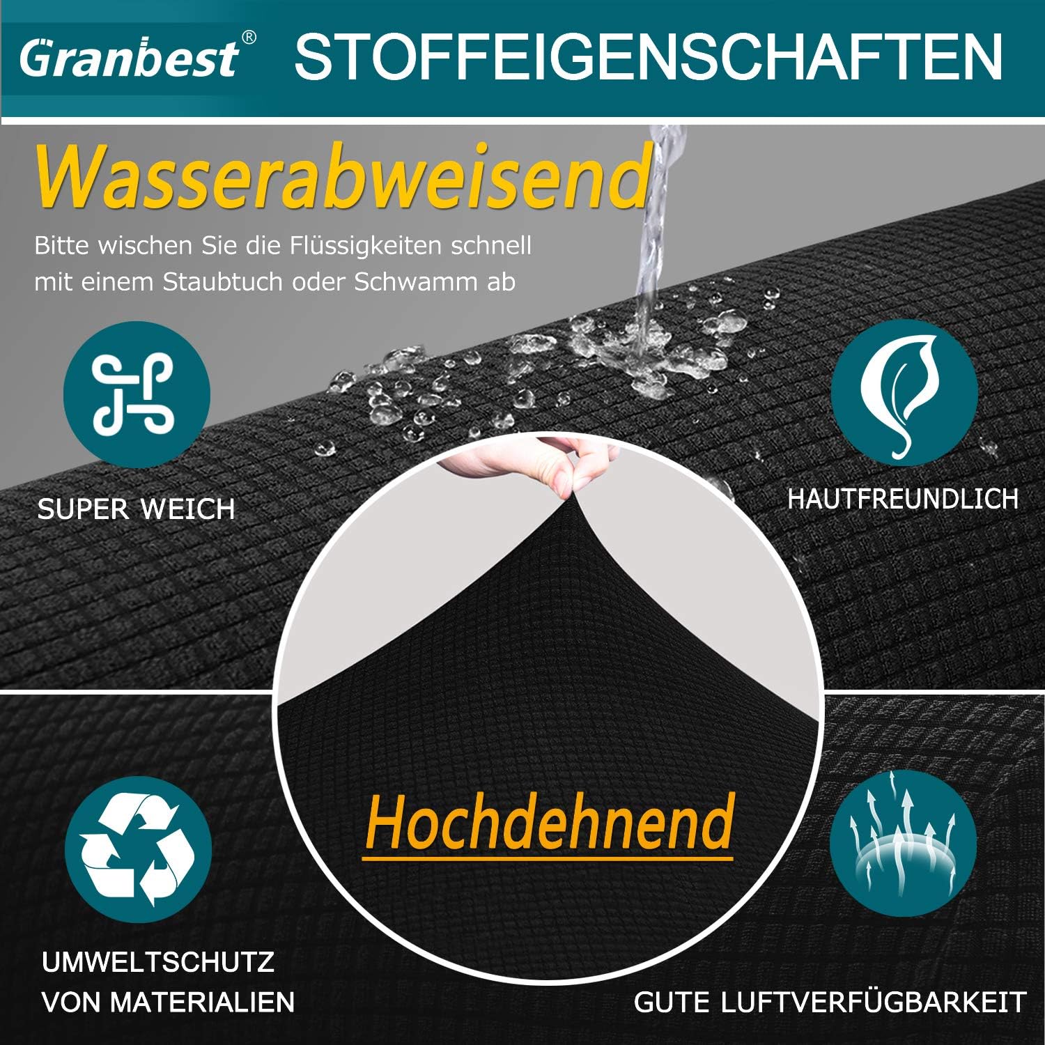 Granbest - housse de canapé stretch imperméable 3 places - spandex, mousse antidérapante