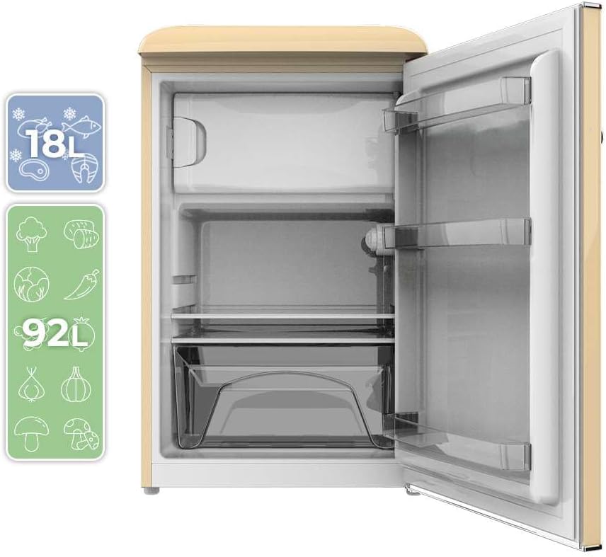 Cecotec - Bolero CoolMarket TT Origin 110 - 110L, Classe E, Icebox, LED, poignée chromée