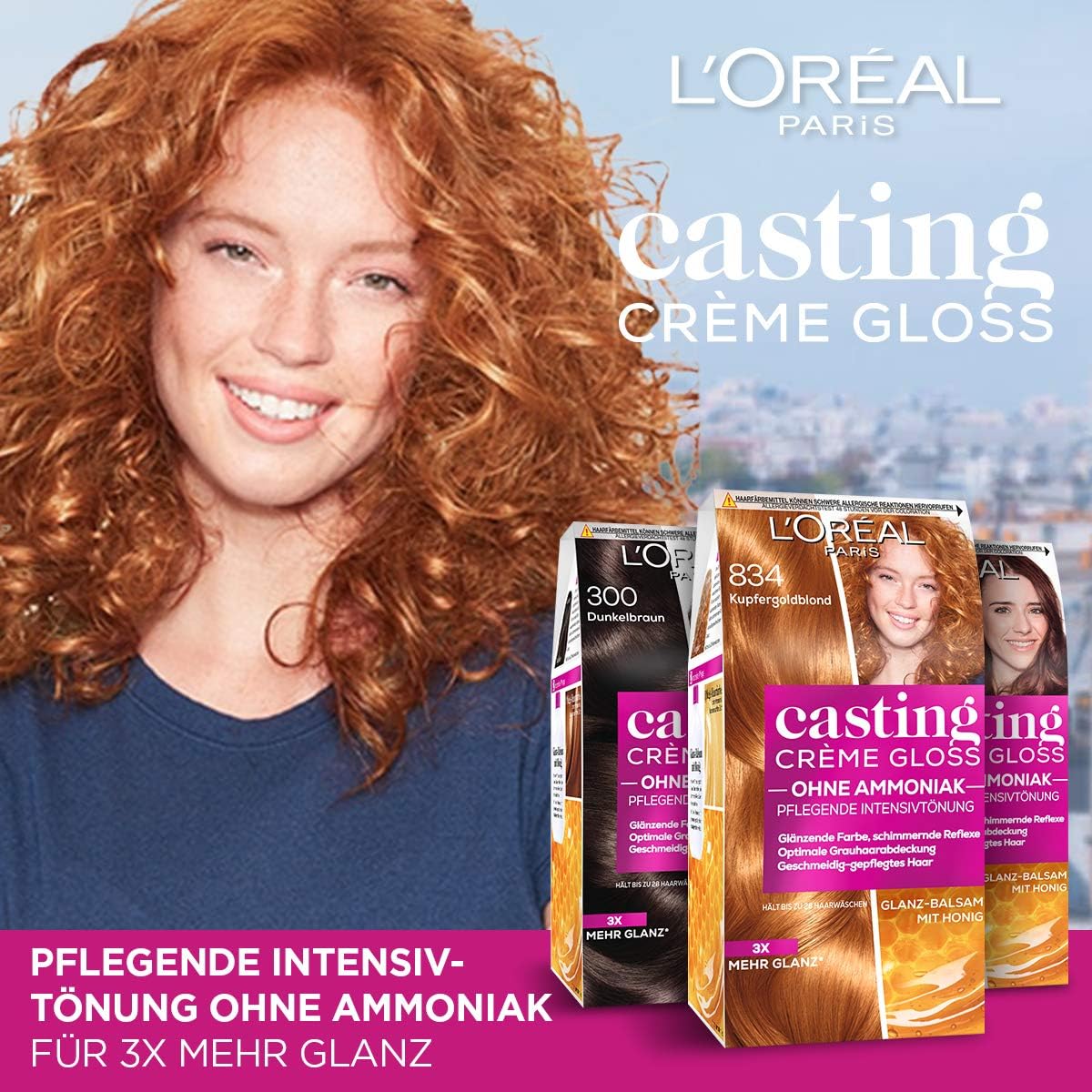 L'Oréal - Crème Coloration Gloss 834 Cuivre Or Blond, 1 unité - Lot de 2 - A2797704