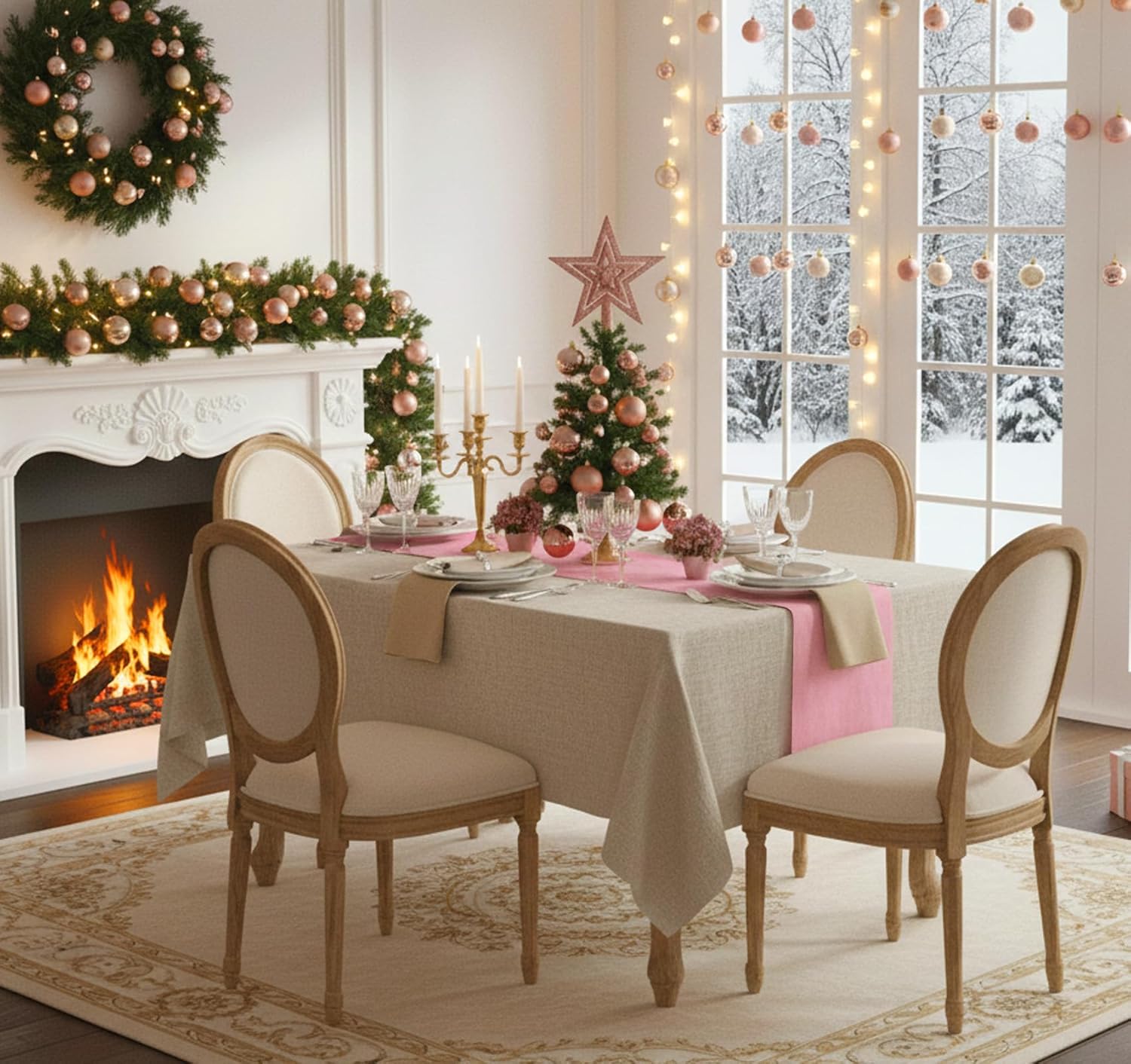 Chemin de table non tissé - ruban rose 23x300cm - 150 cœurs décoratifs