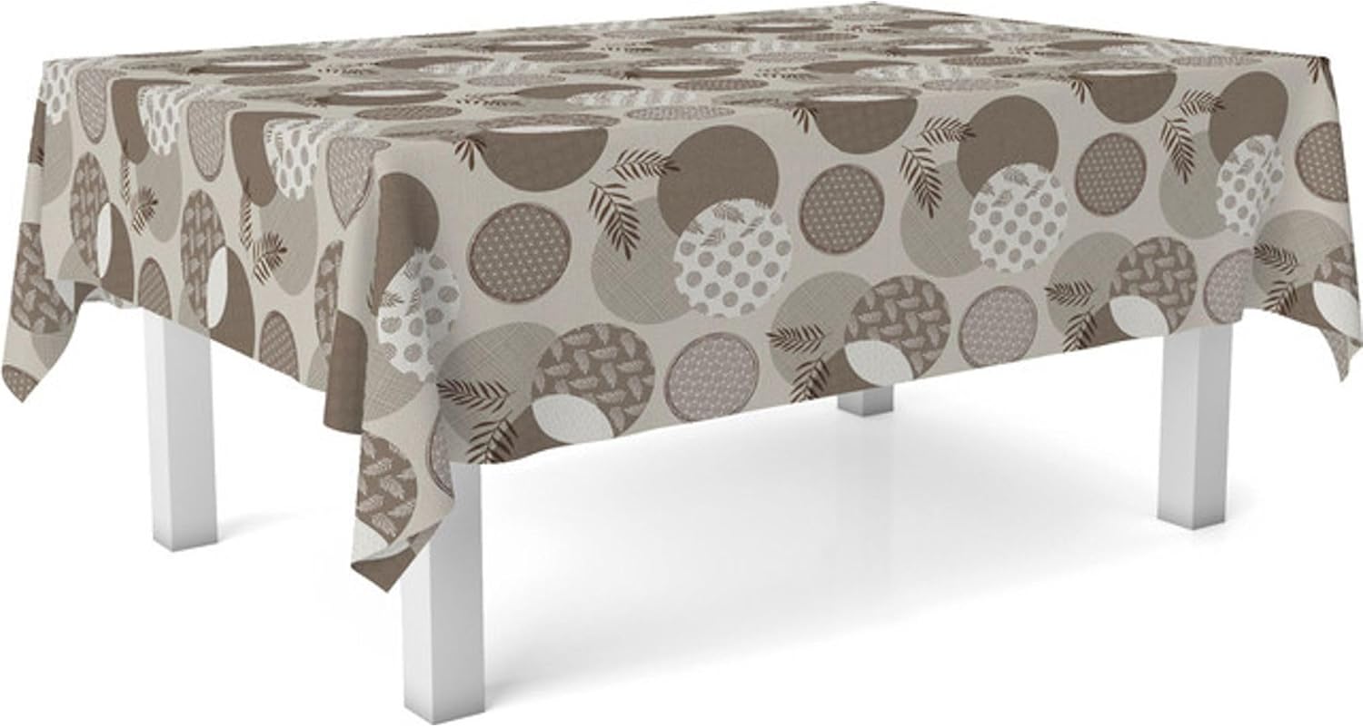 Nappe en toile cirée rectangulaire - 200x140 cm - Anti-taches, imperméable, facile d'entretien - Lens Brun