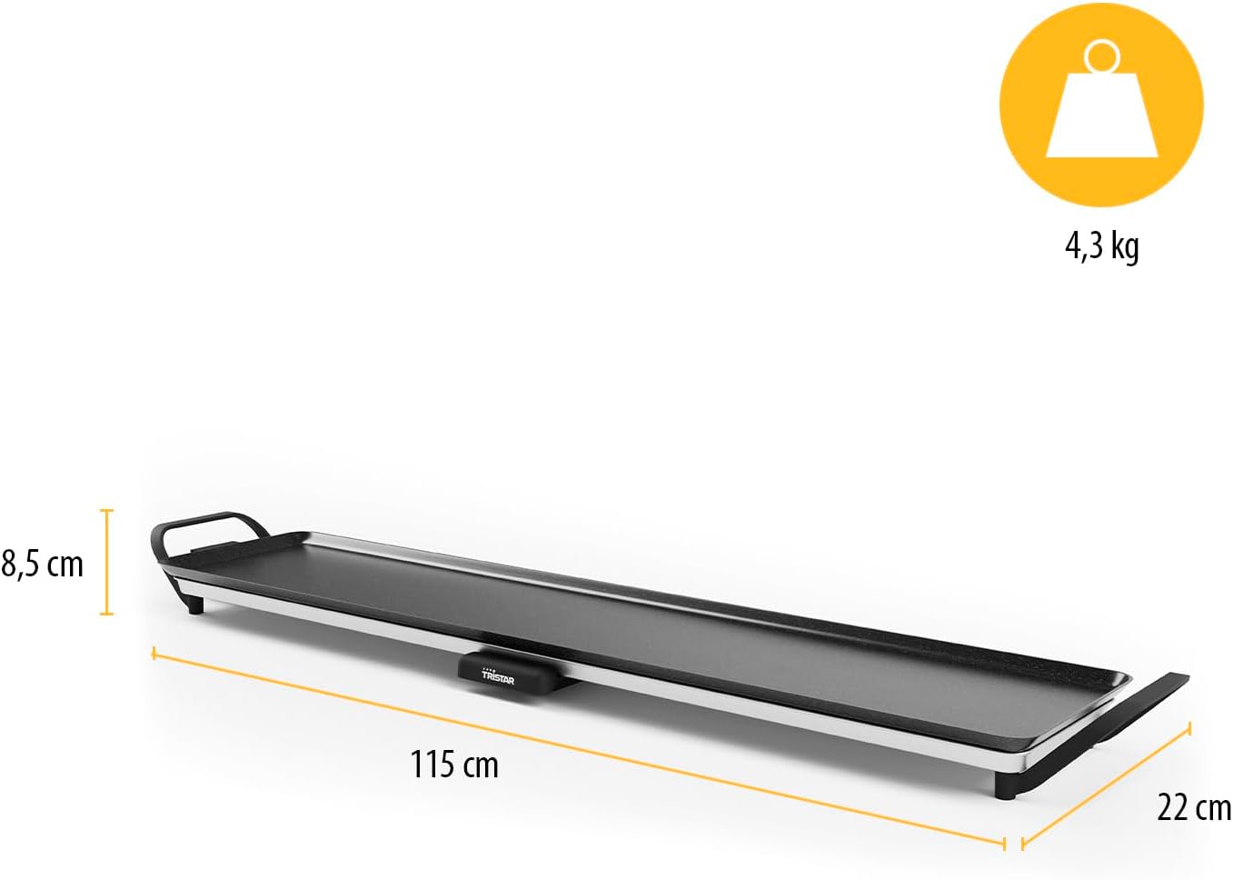 Tristar - plaque de cuisson slim XXL - 100x22 cm - surface extra large, thermostat réglable, antiadhésif, BP-2670