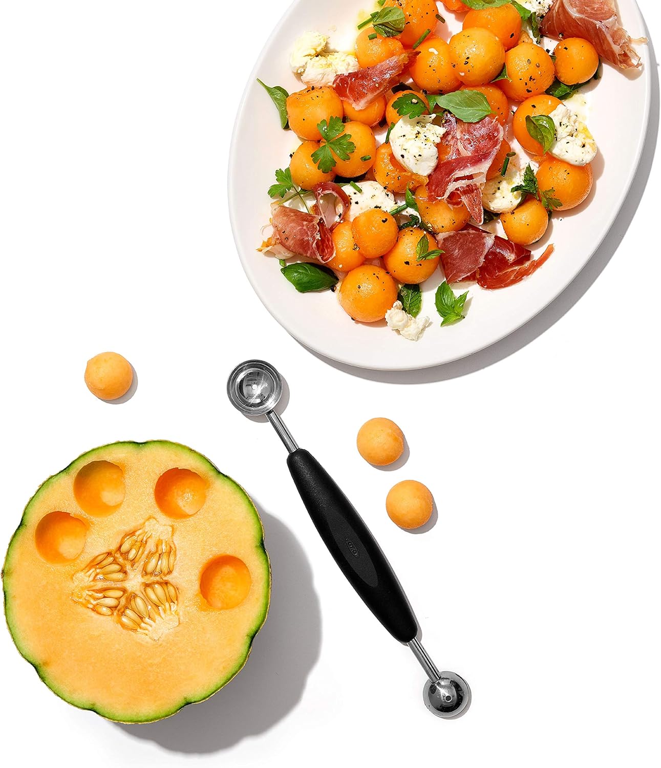 OXO - Good Grips - double cuillère inox - 2 tailles, manche ergonomique