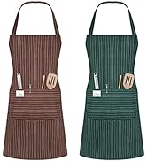 Vicloon Tabliers de Cuisine,2Pcs Réglable Tabliers Etanche avec 2 Poche pour Femmes Hommes Chef p...