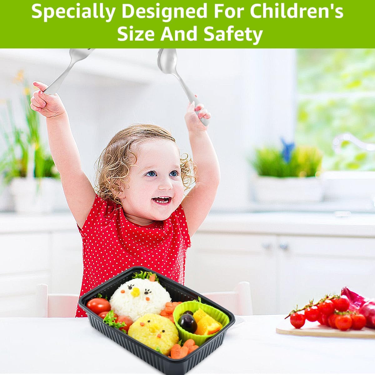 Couverts enfant inox - jungle dinosaure - 15 pièces - gravés, sûrs, pour école et maison