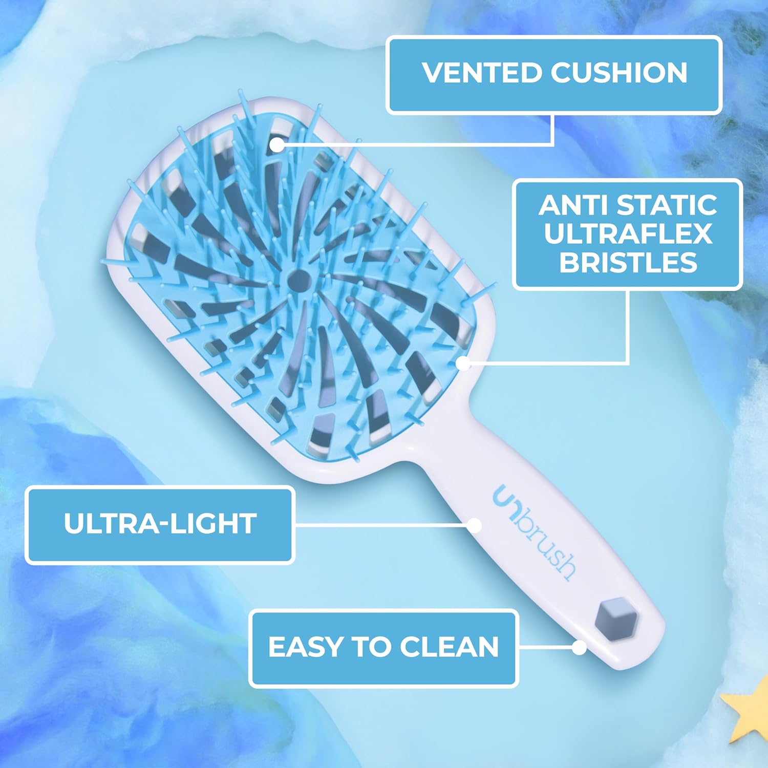 FHI Heat - UNbrush Plus - ultra légère, ventilée, 84 poils UltraFlex, démêlage cheveux bouclés