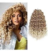 Extension de cheveux blonds bouclés ou pièce de perruque présentant un motif de boucles en spirale dans une couleur ombrée blond miel à blond clair