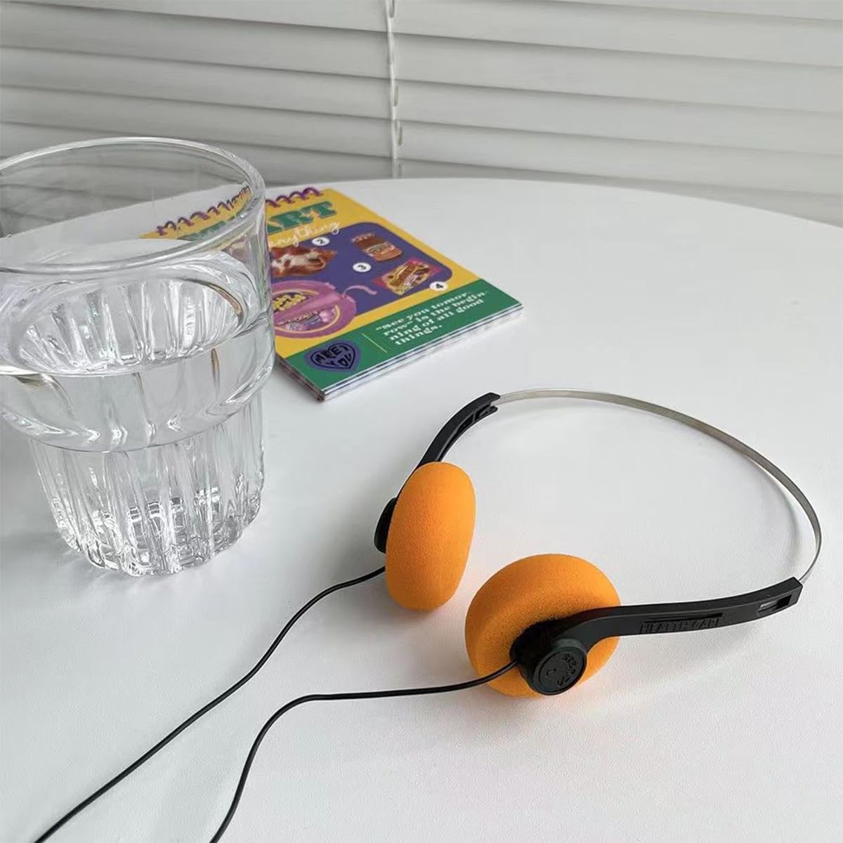 Casque supra-auriculaire rétro - orange - léger, stéréo, Hi-Fi, compatible téléphones et Walkman