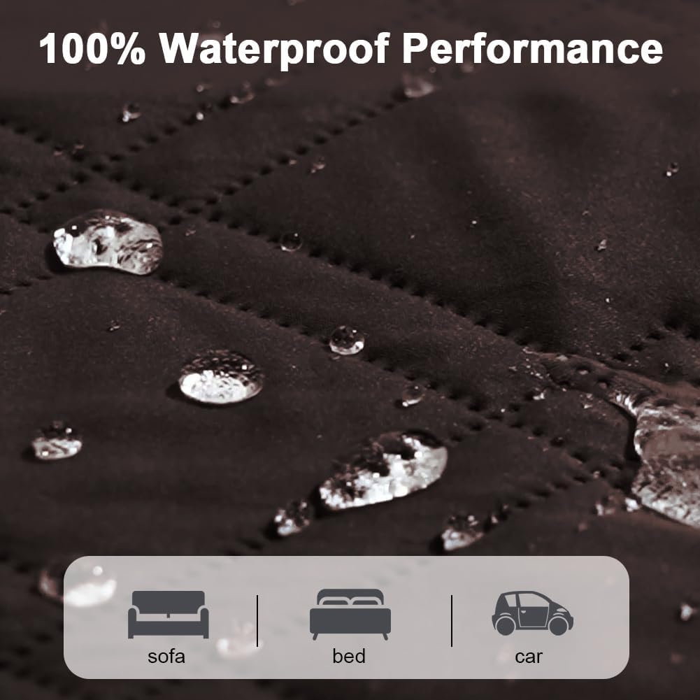 DUJUIKE - housse imperméable canapé, antidérapante, café, 173-208 cm