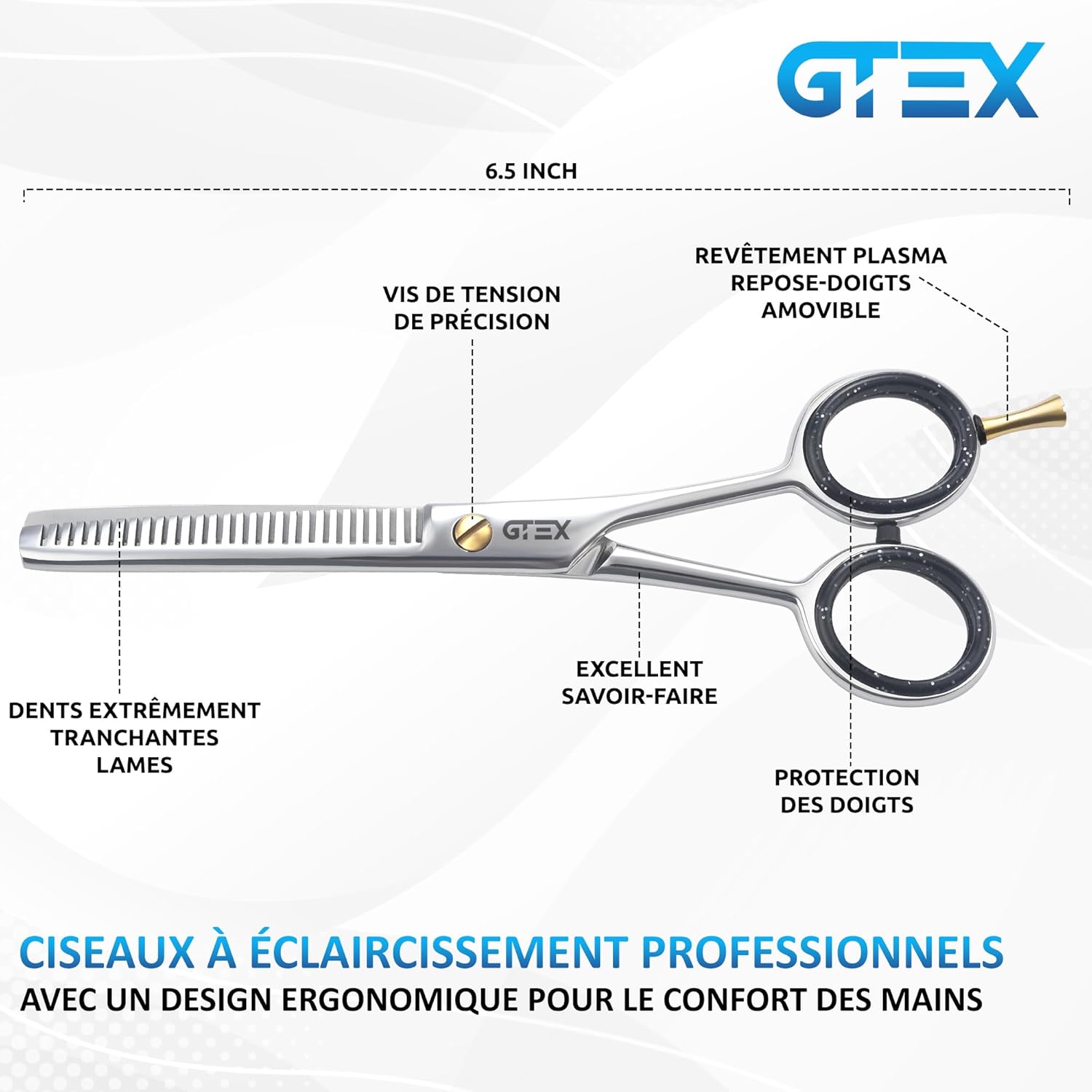 GTEX - Ciseaux désépaississants 6,5'' - inox haute teneur en carbone