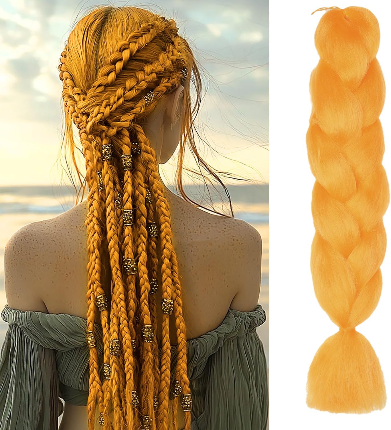 ShowJarlly - Jumbo Tresse Cheveux - 24 pouces - Doux, 1 pack, Arancion