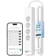 Meross Multiprise Connectée Matter (Type F), 16A Multiprise WiFi GaN USB C PD 30W avec Matter Sim...