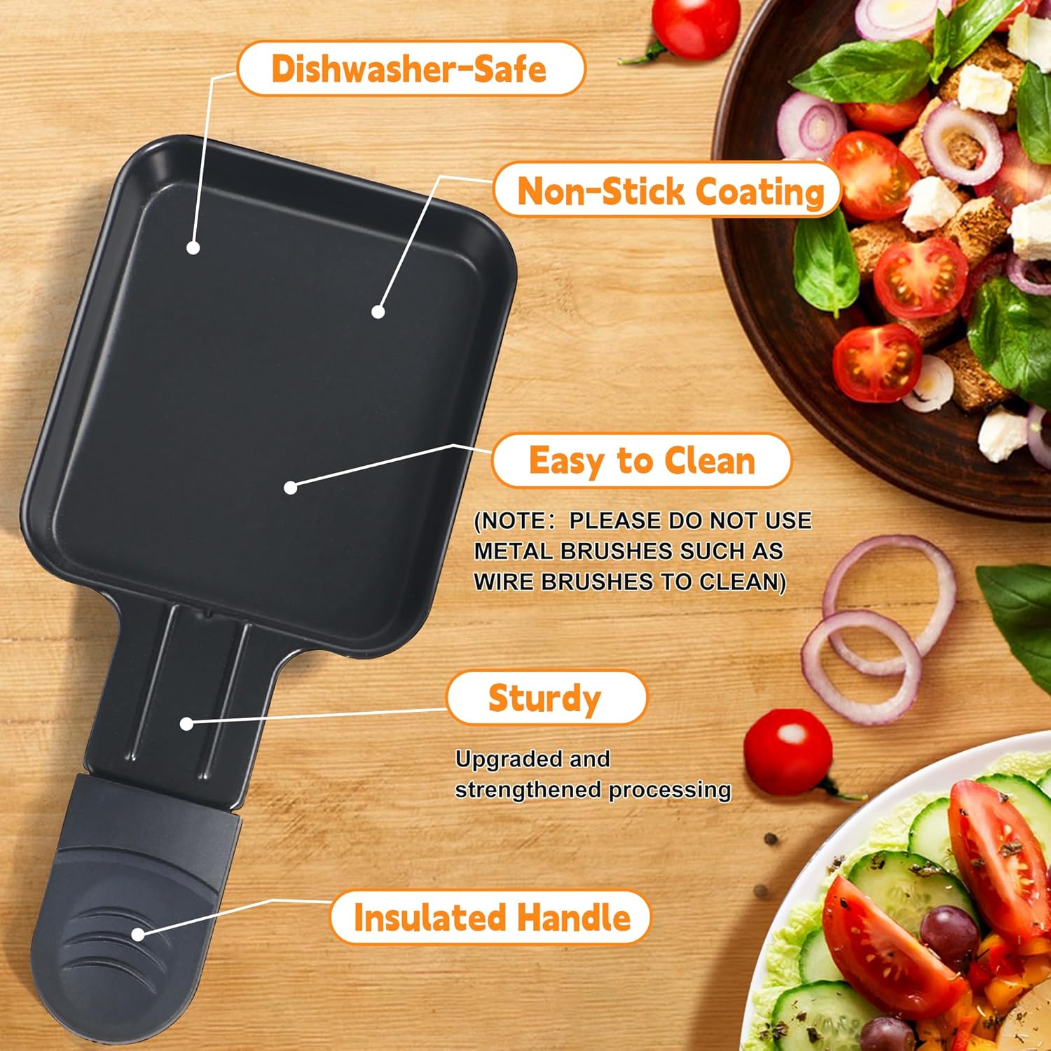 HengBO - poêlon raclette carré 18x8.5x1.5cm antiadhésif 8pcs