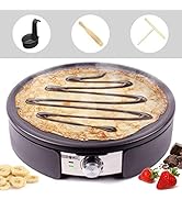 Duronic PM152 Crêpière électrique 1500 W – Plaque anti-adhésive amovible de 37 cm – Température r...