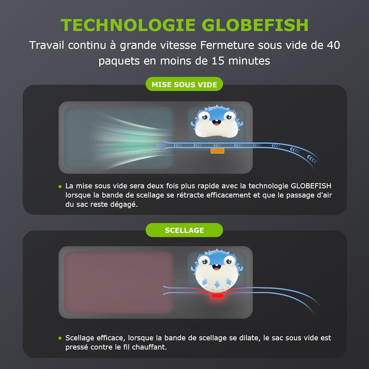 Bonsenkitchen - machine sous vide alimentaire - compacte - cuisson et conservation, 5 sacs inclus