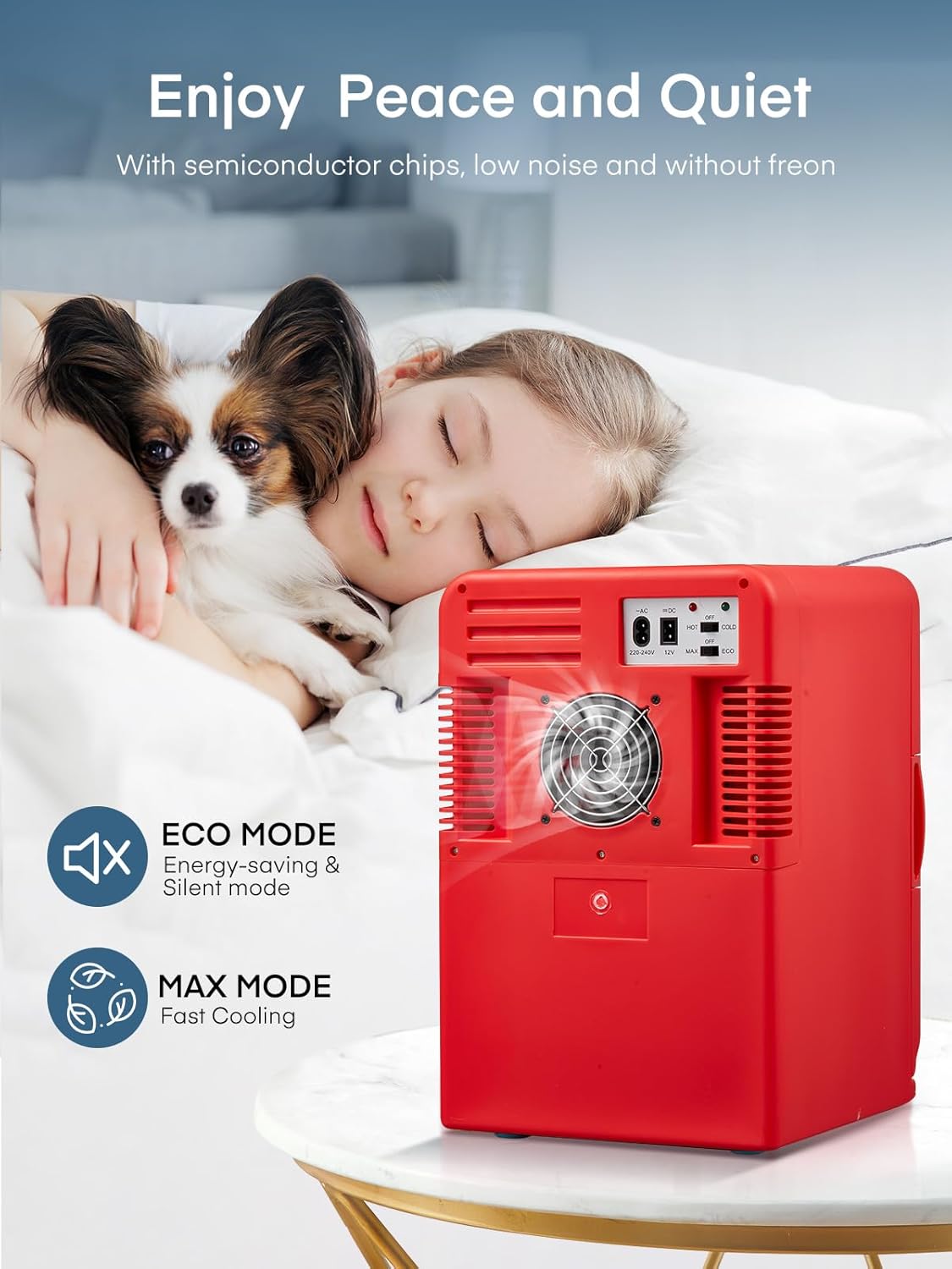 FOHERE - Mini Frigo 15L - compact, 240V/12V, chaud/froid, silencieux