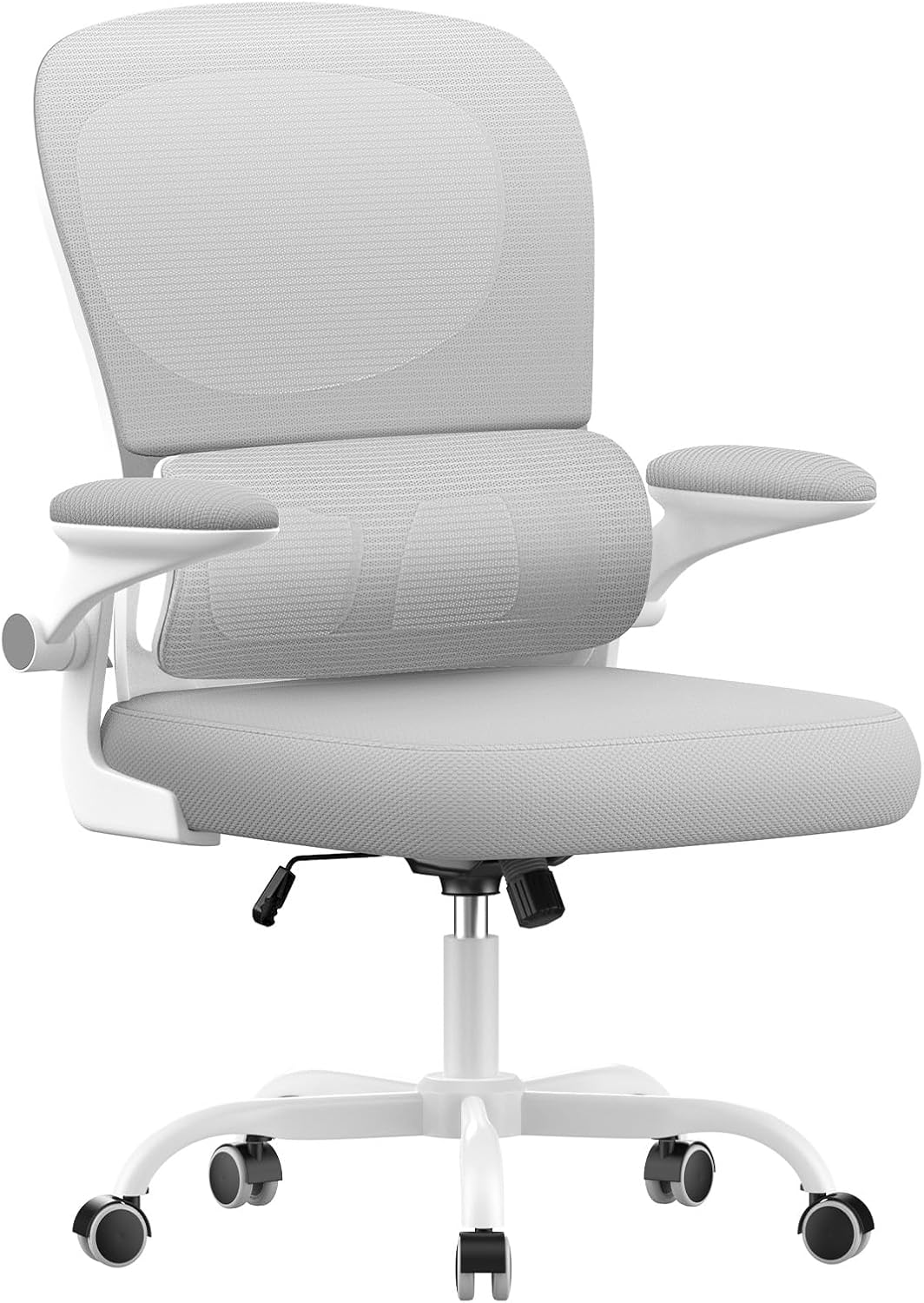 Naspaluro - chaise de bureau ergonomique, support lombaire, accoudoirs réversibles, maille respirante, gris