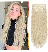 BARSDAR Extensions de Cheveux à Clip, 5PCS Long Ondulé Clip dans les Extensions de Cheveux Nature...