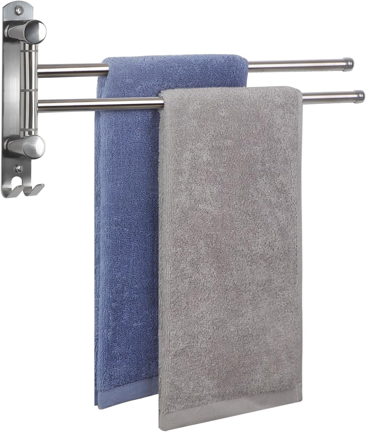 JSVER - porte-serviette mural rotatif - 40cm - inox, double barre pivotante