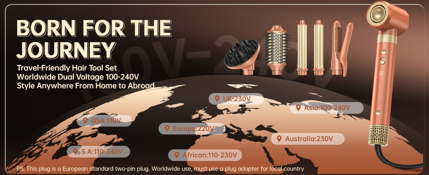 Le texte indique « NÉ POUR LE VOYAGE ». Collage marketing présentant du matériel et de l'équipement d'aventure en plein air avec des icônes indiquant les caractéristiques et les spécifications du produit.