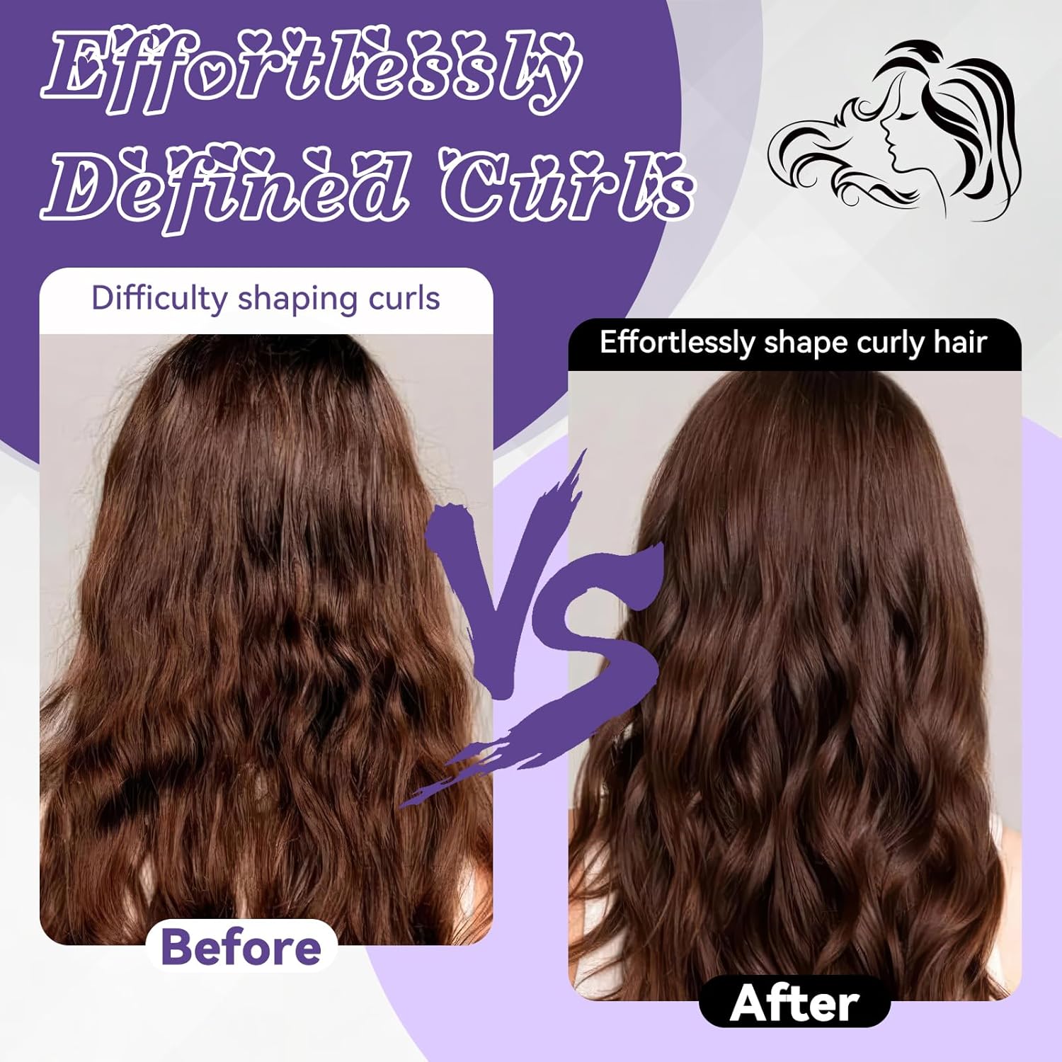 Brosse à boucler - poignée ergonomique, antistatique, violette, démêlage doux