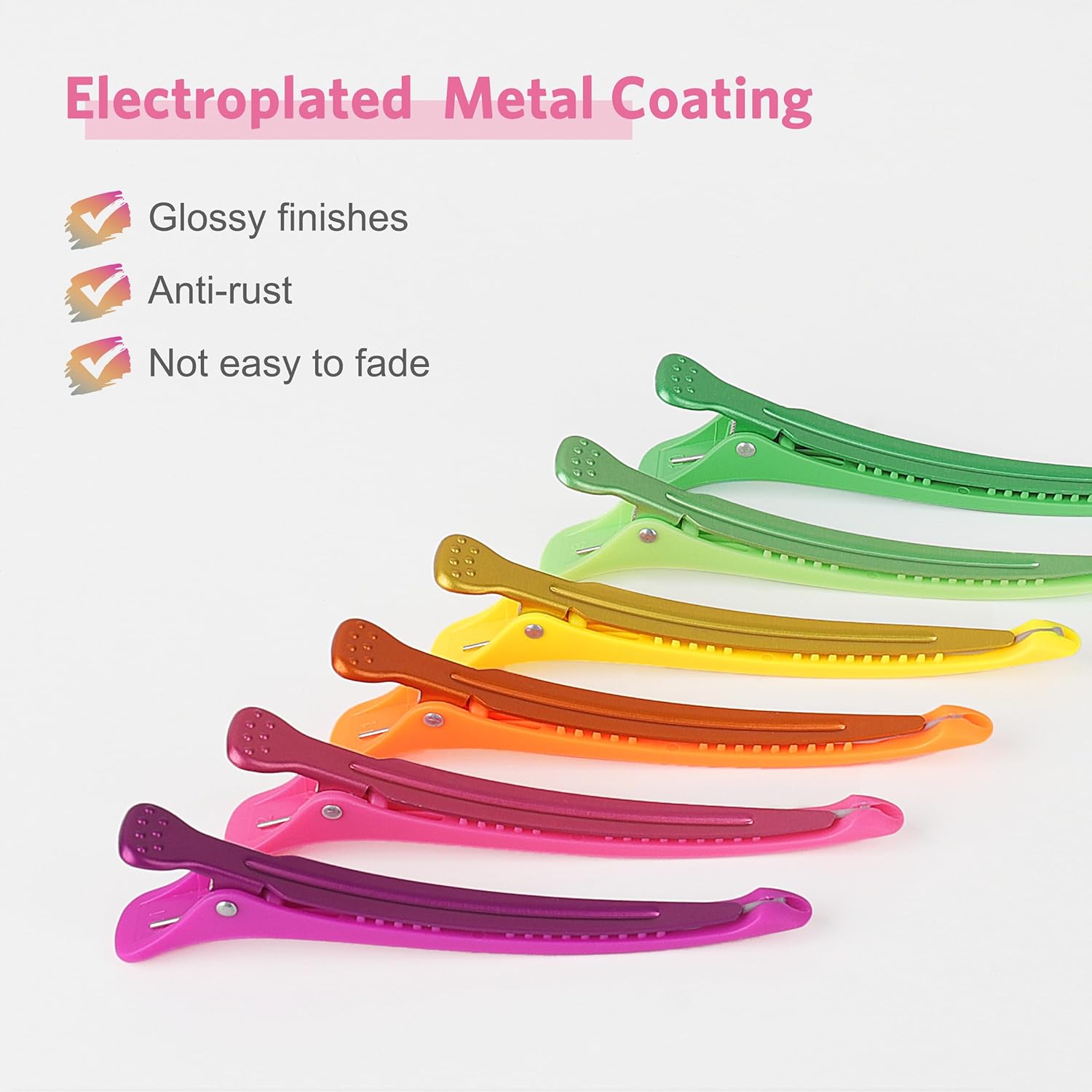 AIMIKE - Pince à cheveux sectionnement 12pcs - antidérapantes, sans trace, bec de canard, néon