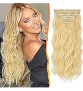 BARSDAR Bouclés Extensions de Cheveux à Clip, 5PCS Long Ondulé Clip dans les Extensions de Cheveu...