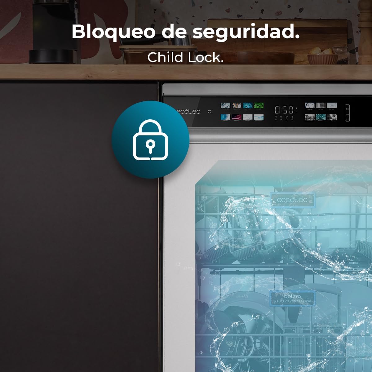 Cecotec - Bolero Aguazero 6210 - 60cm - 15 couverts, écran XXL, Sécurité enfants, Dry+, Classe D - 6210